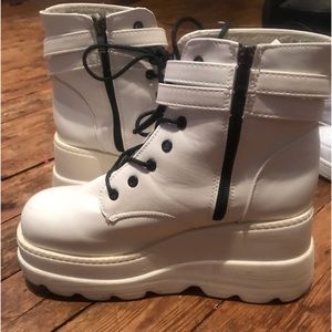 White platform boots